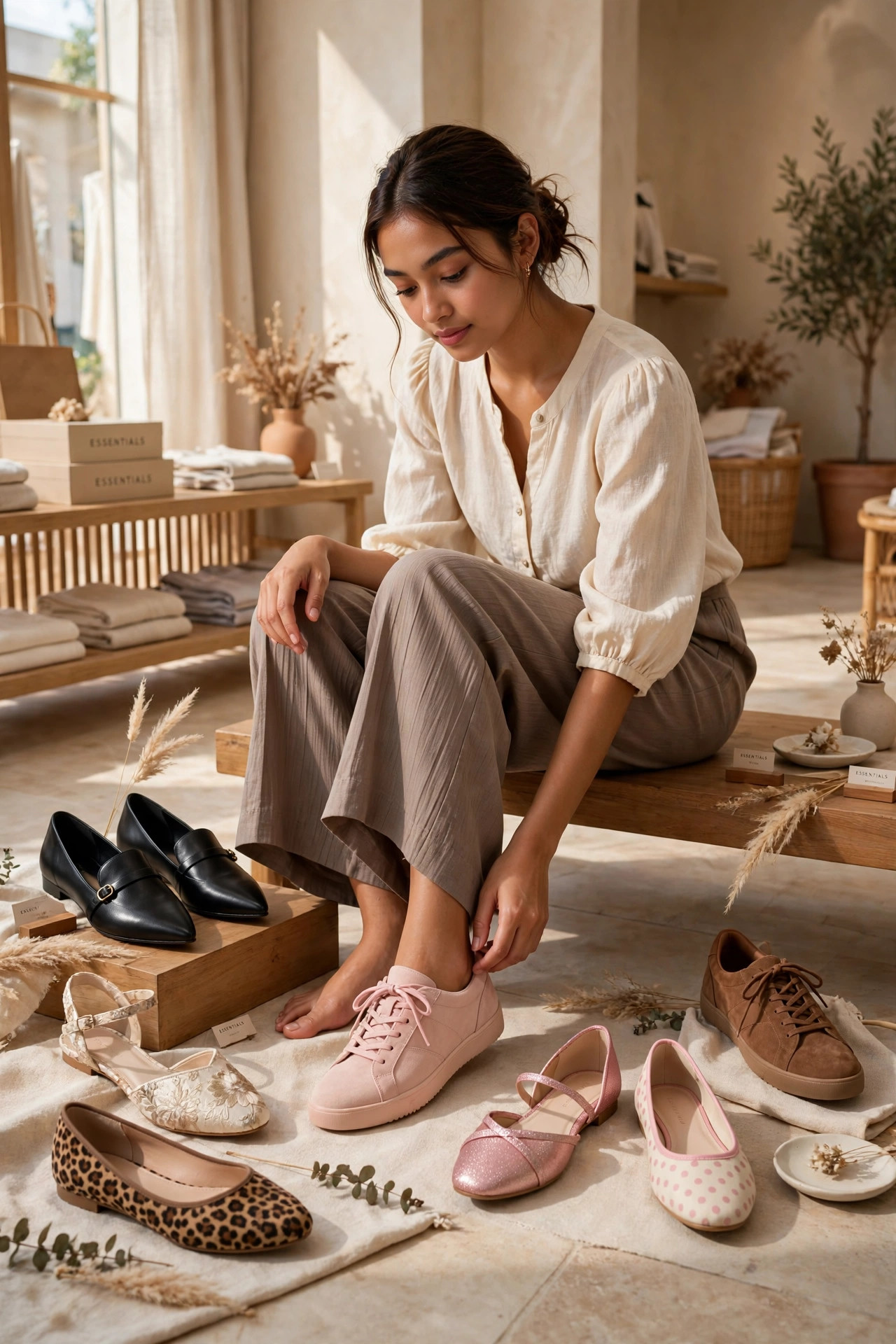 6 Rekomendasi Flatshoes Wanita Berdasarkan Kebutuhan: Pantofel Kerja, Sandal Pesta Brukat, Leopard, Shimmer, Polkadot, dan Ballerina Sneakers — Mulai Rp54 Ribu